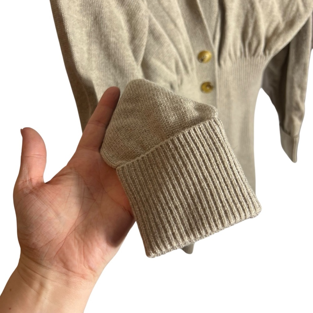 Alexander Wang Smocked Waist Cardigan, Light Oatmeal, Small - Picture 6 of 12